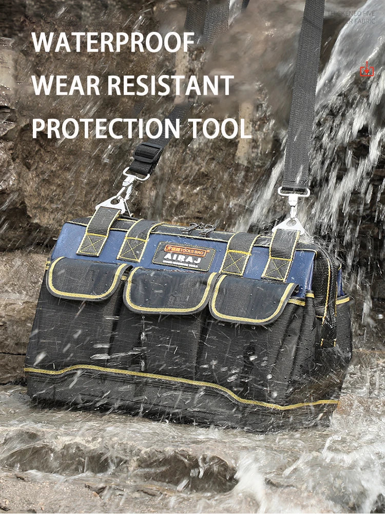 AIRAJ 2023 ProGuard Tool Tote: 1680D Oxford Waterproof, Wear-Resistant, 13-23 inch Electrician's Essential Toolkit