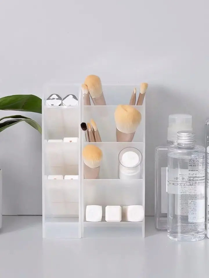 InnoCraft QuadEase: Creative Multifunctional 4 Grid Desktop Organizer - Pen Holder and Makeup Storage Box for School and Office Accessories Stationery