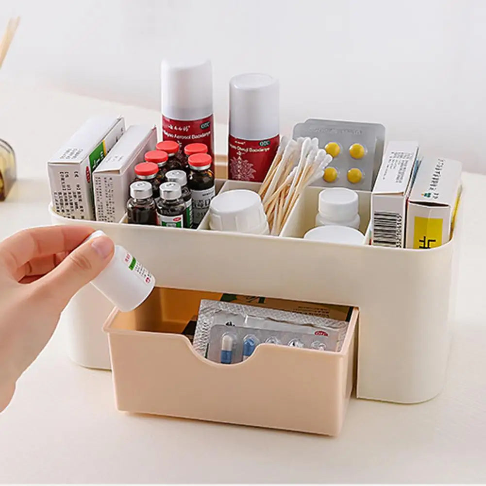 CosmoCrafter DeskDraw: Plastic Desktop Organizer Drawer - 6 Grid Cosmetics Storage Box and Stationery Container, Ideal for Pen Holder and Organization