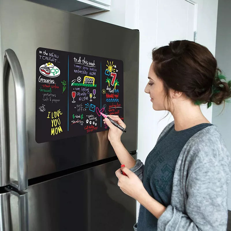 ChalkCraft Express: A4 Magnetic Blackboard Sticker - Small Chalkboard for Kitchen Menu, Weekly Planner, and Fridge Message Board