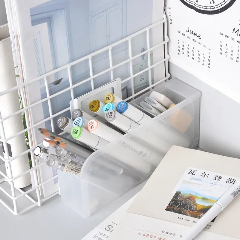 InnoCraft QuadEase: Creative Multifunctional 4 Grid Desktop Organizer - Pen Holder and Makeup Storage Box for School and Office Accessories Stationery