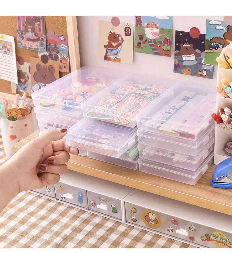 ClearSort Duo: 2pcs/lot Transparent Desktop Organizer - Plastic Pencil Box and Desk Storage for School and Office Stationery