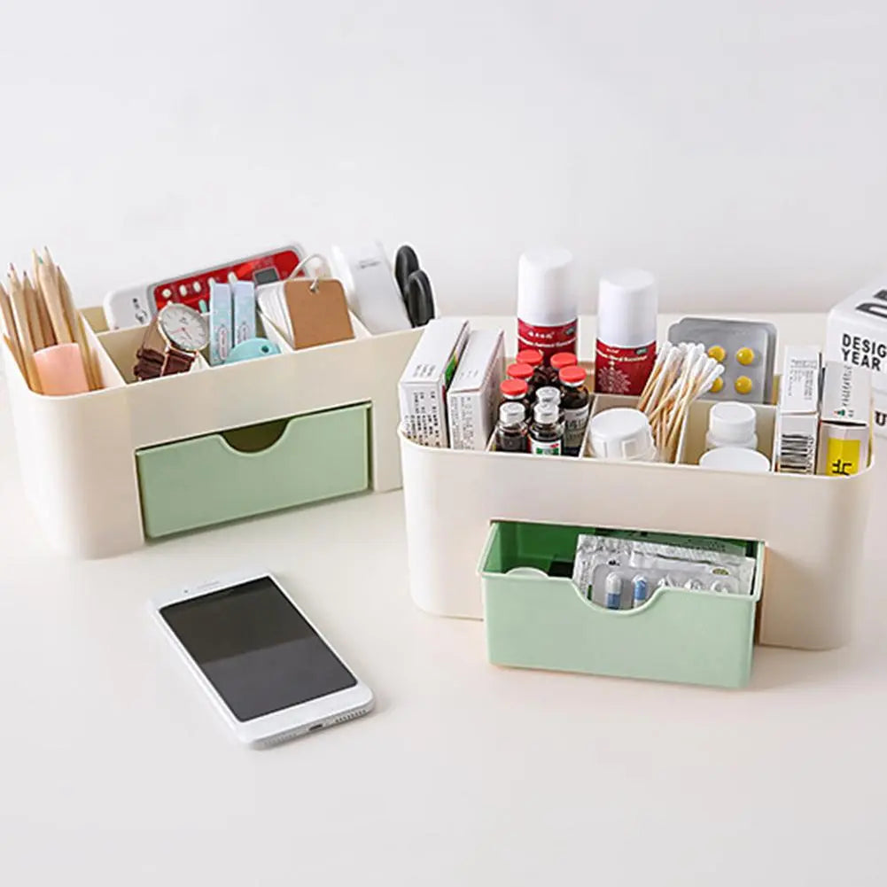 CosmoCrafter DeskDraw: Plastic Desktop Organizer Drawer - 6 Grid Cosmetics Storage Box and Stationery Container, Ideal for Pen Holder and Organization