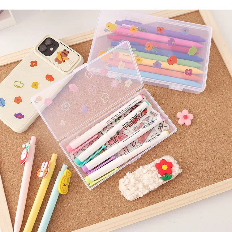ClearSort Duo: 2pcs/lot Transparent Desktop Organizer - Plastic Pencil Box and Desk Storage for School and Office Stationery