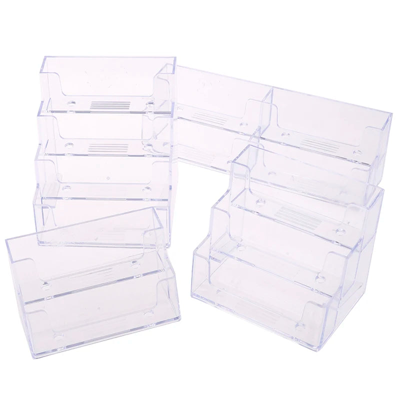 ClearDesk Elegance: Transparent Acrylic Desktop Business Card Holder Stand - Counter Top Display Stand for Desk Accessories, Hot Sale Item