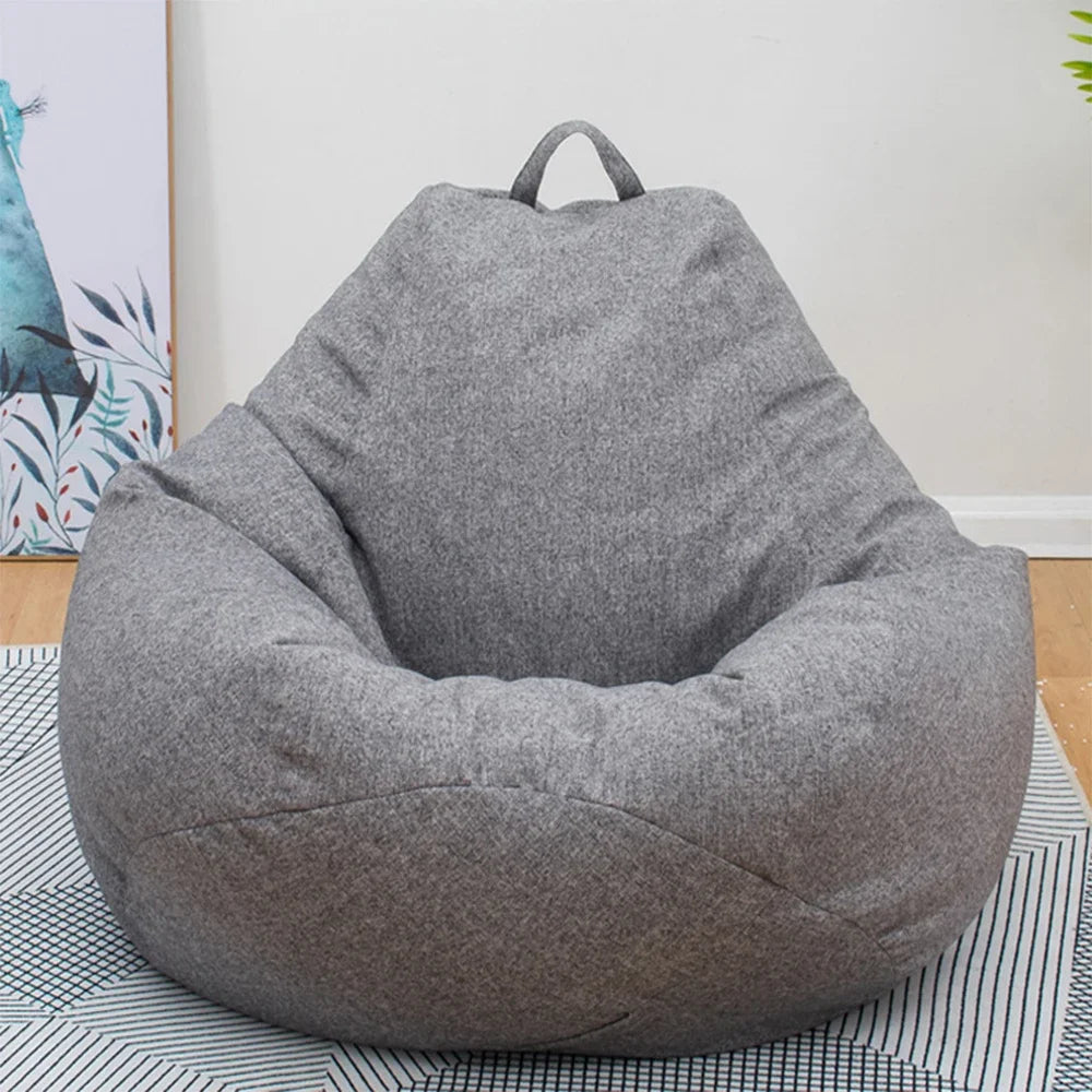ComfyCocoon Linen Lounger Cover: Large and Small Lazy Sofas, Chairs Without Filler – Transform Your Living Room with this Bean Bag Pouf Puff Couch Tatami Seat Cover in Stylish Linen Cloth.