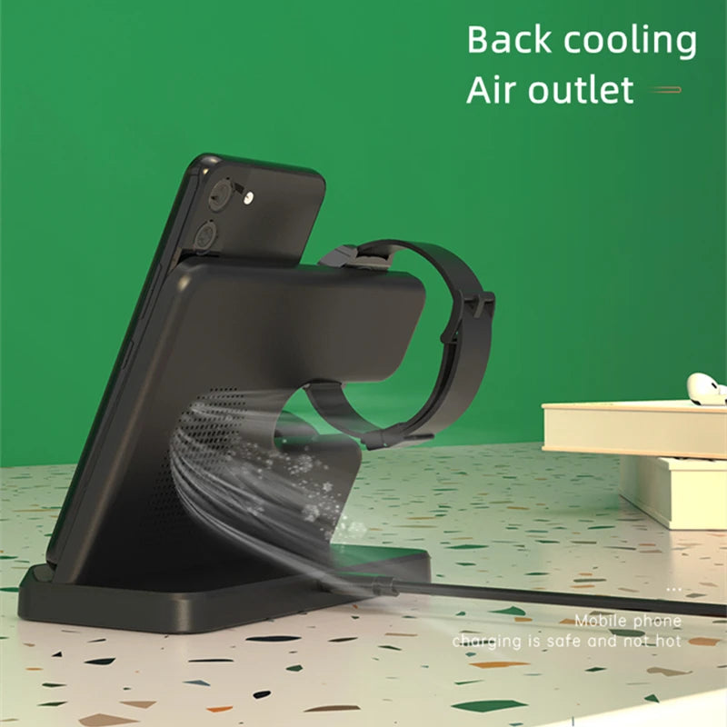 Galaxy Hub 3-in-1 Wireless Charger: Power Up Your Samsung Watch 5 Pro/4/3, Galaxy Buds/Phones, and S23/Note 20/Flip 5 Devices Simultaneously with this Convenient Charging Station