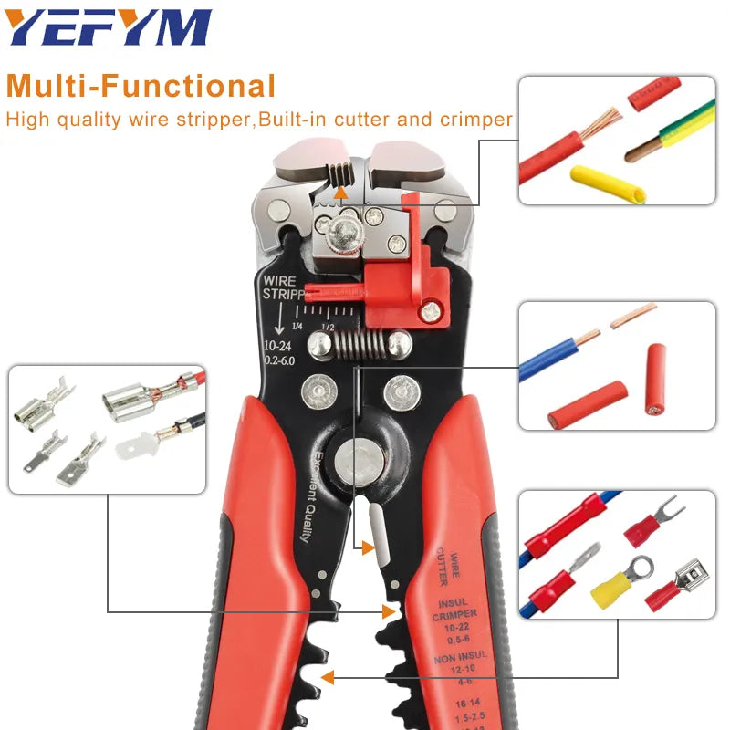 Wire Stripper Tools Multitool Pliers YEFYM YE-1 Automatic Stripping Cutter Cable Wire Crimping Electrician Repair Tools