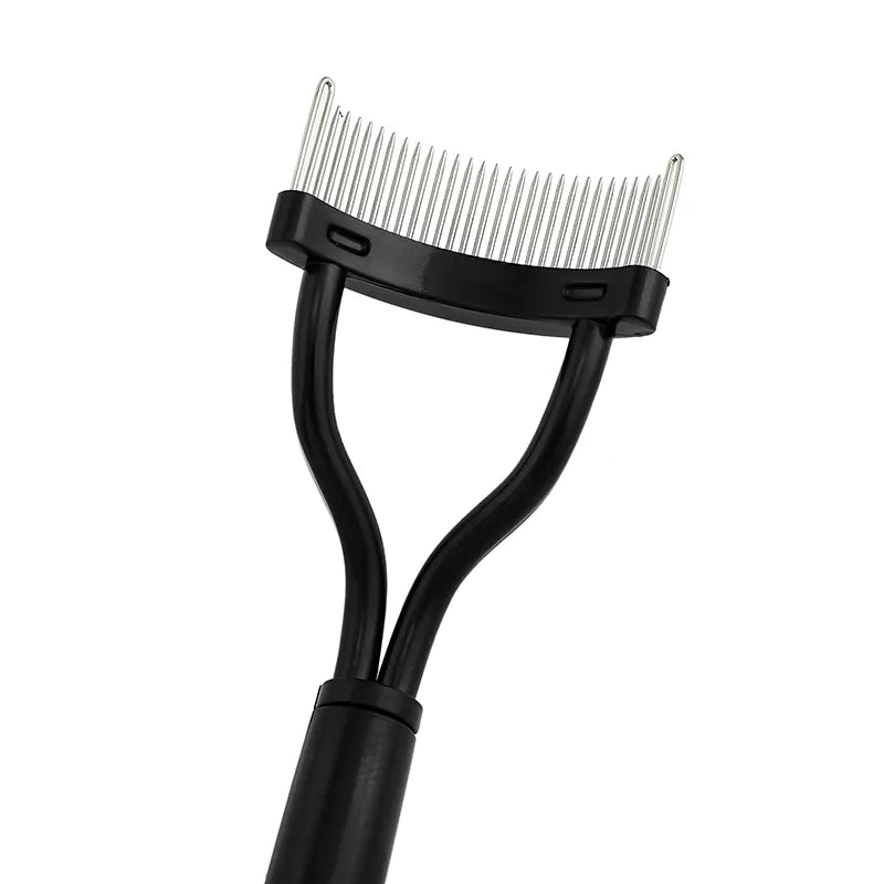 GlamCurve Eyelash Curler: Foldable Metal Design with Lash Separator and Brush Comb – Your Essential Beauty Makeup Cosmetic Tool for Perfectly Curled and Defined Lashes.