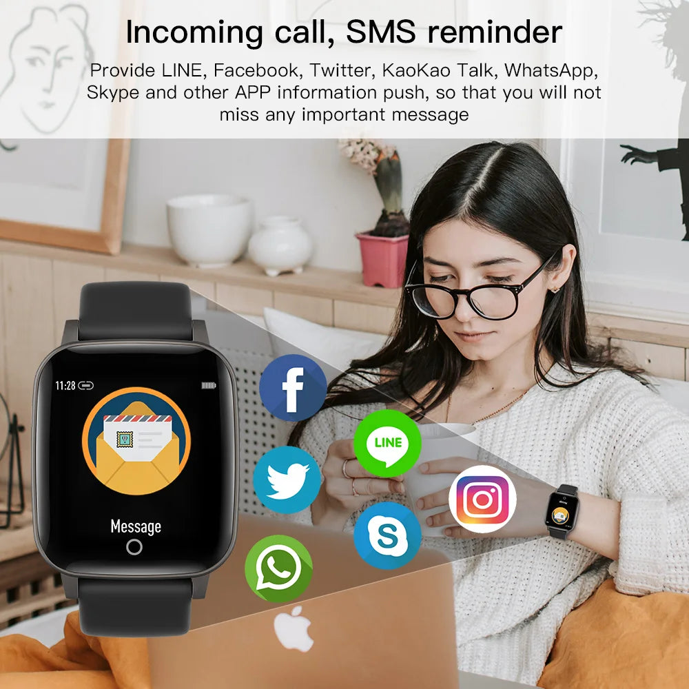 CanMixs Smartwatch: Designed for Women and Men, Features Heart Rate Monitor, Temperature Tracking, and Information Reminders. Ideal for Outdoor Sports and Fitness. Compatible with Android