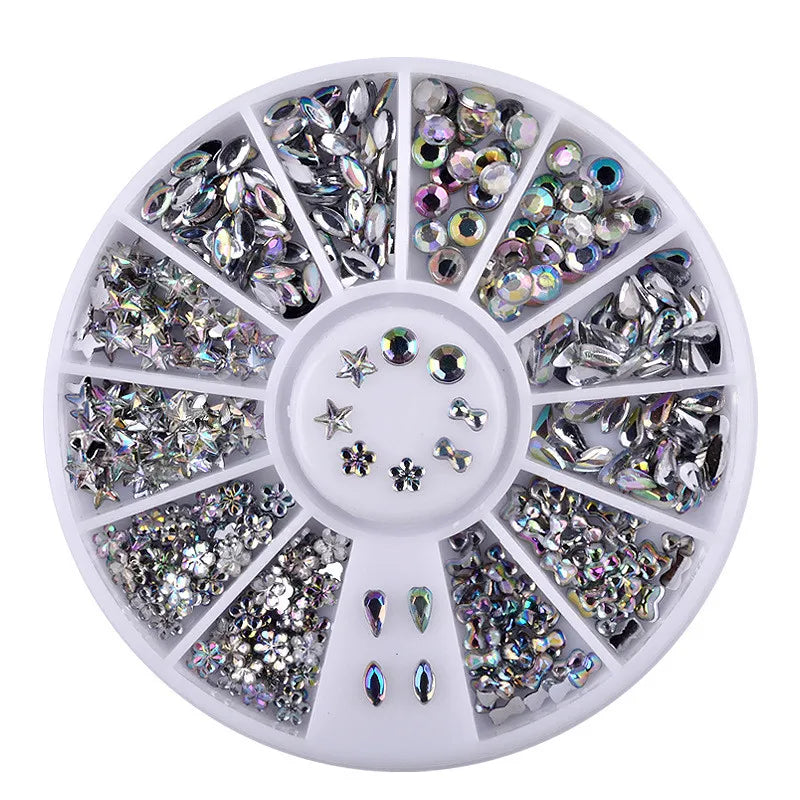 DazzleCraft AB Acrylic Diamond Nail Glitter Set: 2mm/3mm/4mm/5mm Rhinestones Crystal for DIY Nail Art Decorations - Elevate Your Manicure with Sparkling Accessories and Precision Tools