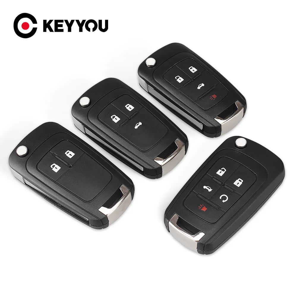 KEYYOU Flip Folding Remote car Key Shell For Chevrolet Cruze Epica Lova Camaro Impala 2 3 4 5 Button HU100 Blade