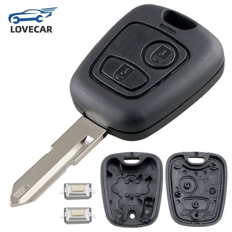 KeyCraft Precision: 2-Button Remote Car Key Shell for Peugeot Models