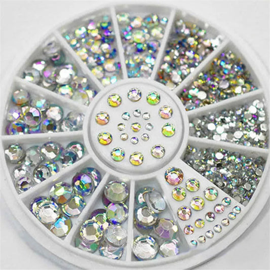 DazzleCraft AB Acrylic Diamond Nail Glitter Set: 2mm/3mm/4mm/5mm Rhinestones Crystal for DIY Nail Art Decorations - Elevate Your Manicure with Sparkling Accessories and Precision Tools