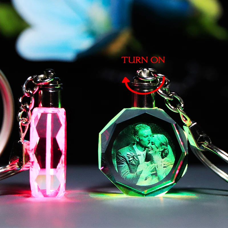 Crystal Engraved Keychain with Color Changing Lights, Perfect for Valentines Day 2024