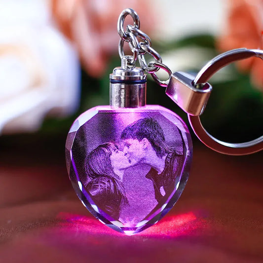 Crystal Engraved Keychain with Color Changing Lights, Perfect for Valentines Day 2024