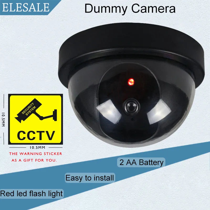 SecurClone Deterrent: Creative Black Dome Dummy CCTV Camera with Flashing LED - Mimics Surveillance, Battery-Powered Security System