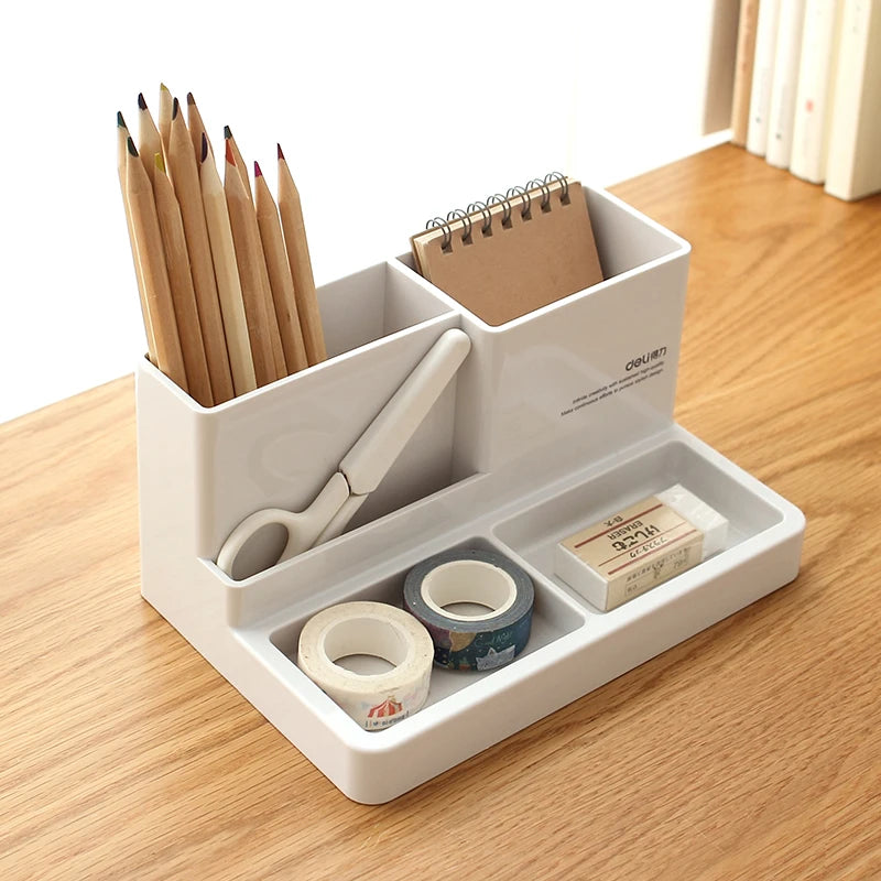 DeskCraft Essentials: Rubber Feet Stationery Holder - Box Style Desk Organizer for Office Supplies and Desk Accessories in a Stationery Shop