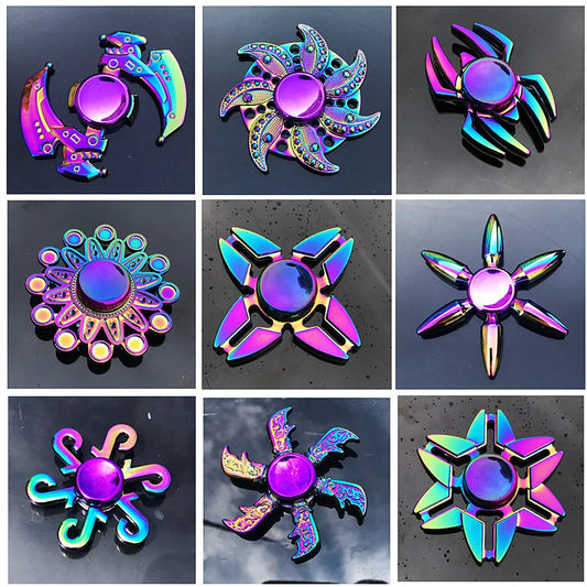 VortexGlide Spectrum: Metal Rainbow Fidget Spinner - Colorful EDC Hand Spinner for Stress Relief and Focus