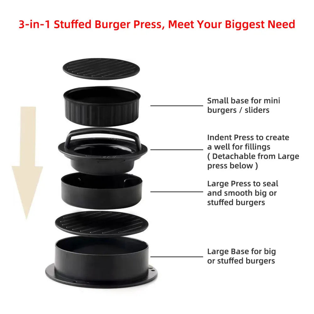 BurgerCraft RoundEase: Non-Stick Stuffed Patty Press.