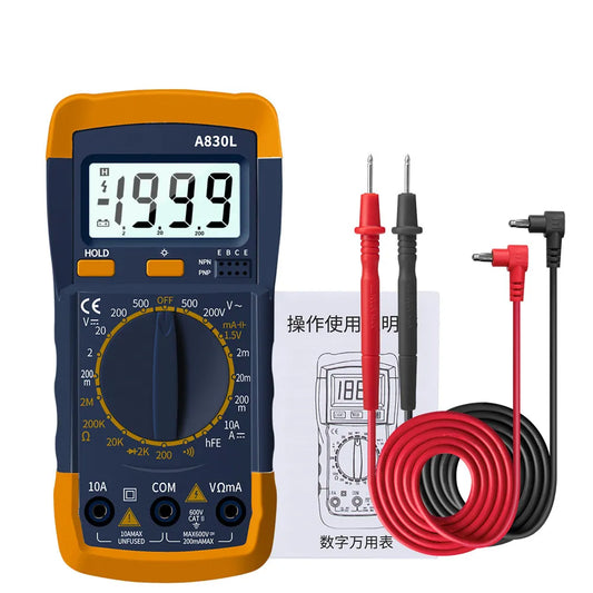 ElectroPro A830L LCD Digital Multimeter: AC/DC Voltage, Diode, Frequency, and Current Tester. Luminous Display with Buzzer Function for Quick and Accurate Measurements.