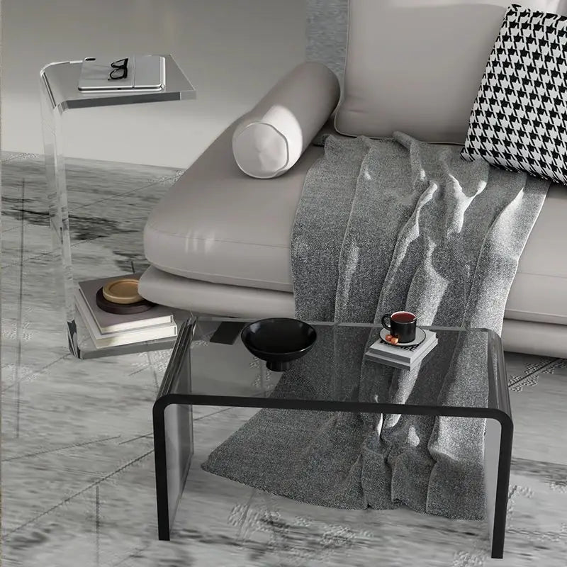 GlimmerEdge Acrylic Accent Table: Modern Living Room Elegance.