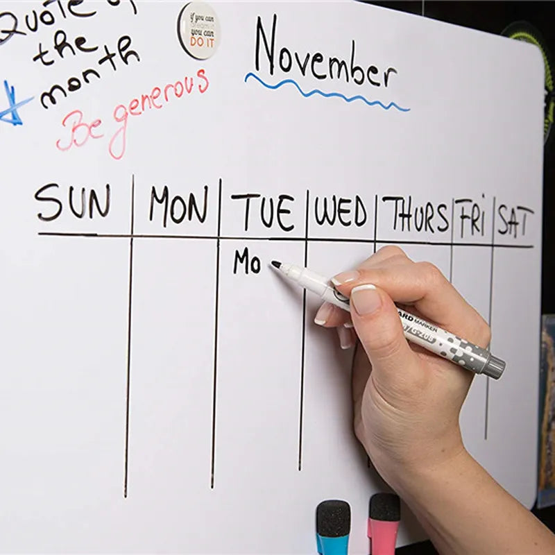 MagnetMemo Pro: A4 Size Magnetic Whiteboard for Fridge - Dry Erase Board with Pens, Vinyl Surface, and Flexible Design for Reminders and Messages