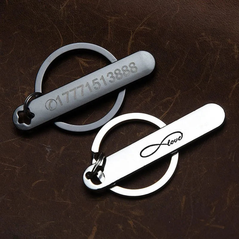 IdentityCraft Personalized Keychain: Custom Phone Number Logo Name Keychain for Women and Men. Laser Engraved Stainless Steel Car Key Ring – A Unique and Thoughtful Personalized Gift.