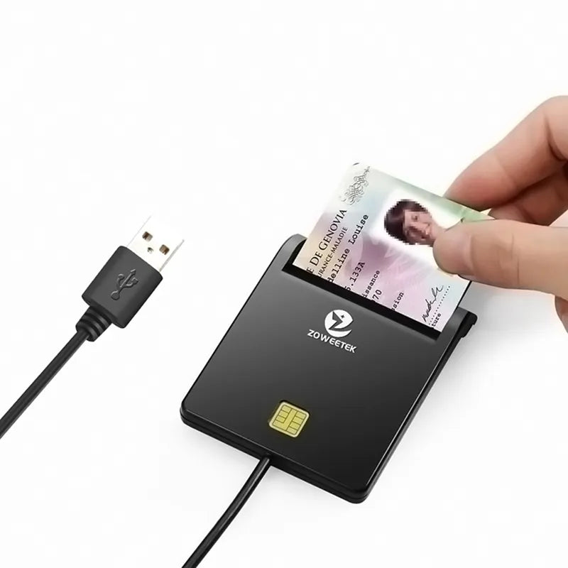 Zoweetek USB ID Smart Card Reader ZW-12026-1: Electronic DNI Reader for ISO 7816, EMV IC, DNIE Chip, and DNI Smart Cards. Facilitates Secure and Efficient Card Handling.