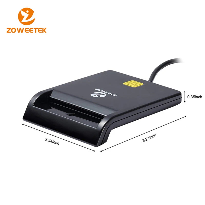 Zoweetek USB ID Smart Card Reader ZW-12026-1: Electronic DNI Reader for ISO 7816, EMV IC, DNIE Chip, and DNI Smart Cards. Facilitates Secure and Efficient Card Handling.