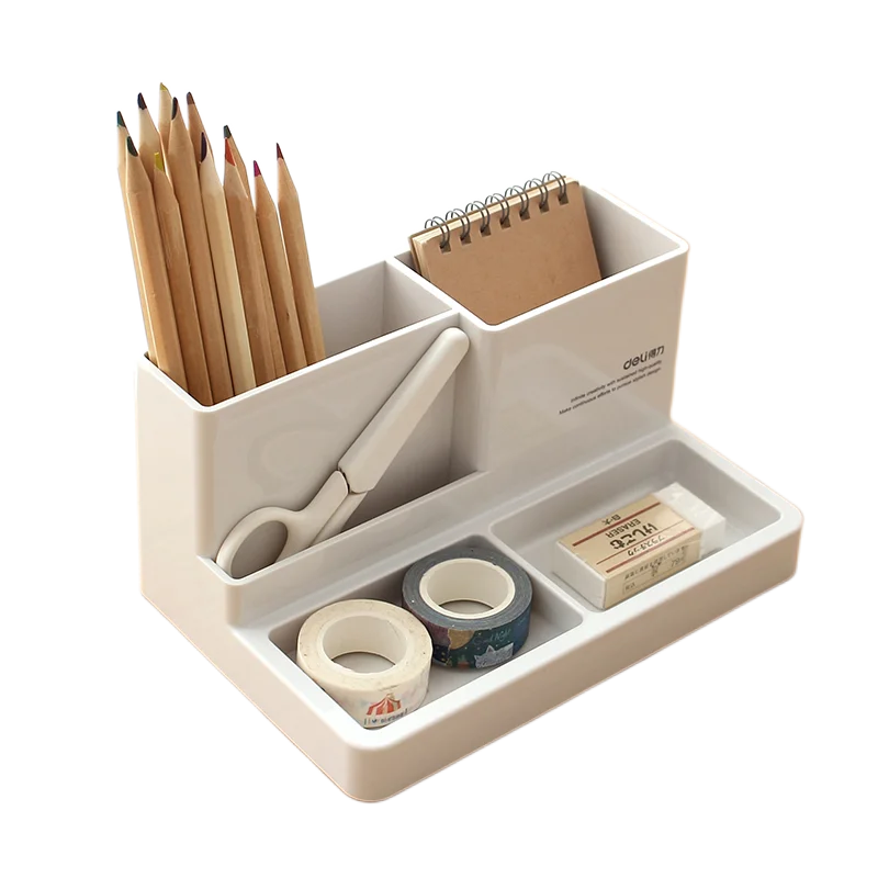 DeskCraft Essentials: Rubber Feet Stationery Holder - Box Style Desk Organizer for Office Supplies and Desk Accessories in a Stationery Shop