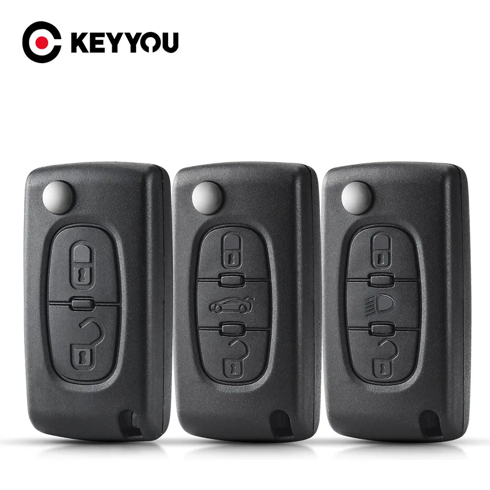 KEYYOU Remote key Case for Peugeot 207 307 308 407 607 807 For Citroen C2 C3 C4 C5 C6 Flip Folding Car Key shell 2/3/4 Buttons