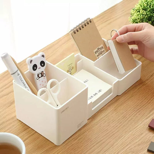 DeskCraft Essentials: Rubber Feet Stationery Holder - Box Style Desk Organizer for Office Supplies and Desk Accessories in a Stationery Shop